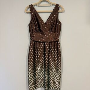 Eliza J Brown and White Polka Dot Midi Dress